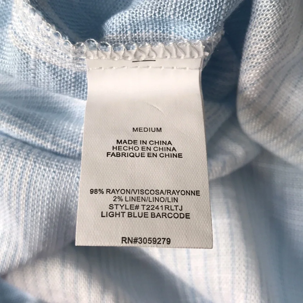 Light Blue Striped Women’s Short Sleeve Shirt - Unbranded - Picture 6 of 6